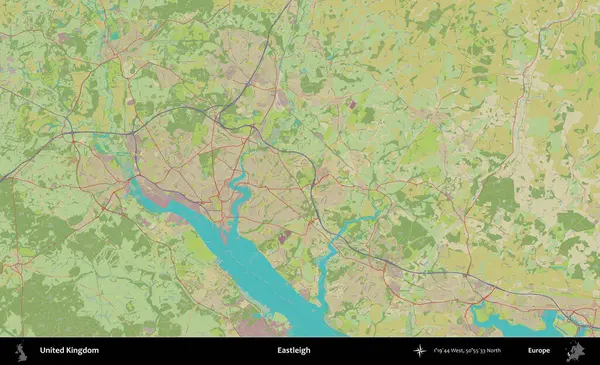Eastleigh 'de. Birleşik Krallık 'ın idari alanı bir OpenStreetMap İnsani Biçim haritası üzerinde