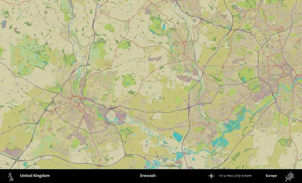 Yıkama. Birleşik Krallık 'ın idari alanı bir OpenStreetMap İnsani Biçim haritası üzerinde