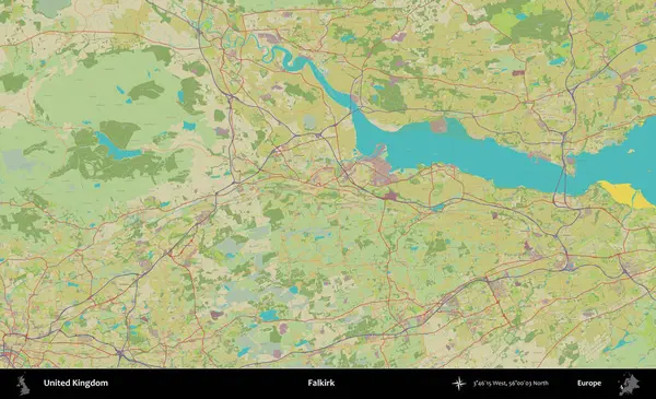 Falkirk. Birleşik Krallık 'ın idari alanı bir OpenStreetMap İnsani Biçim haritası üzerinde
