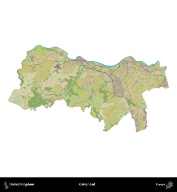Kapıbaşı. Birleşik Krallık 'ın idari alanı bir OpenStreetMap İnsani Harita stili haritasında beyaza izole edildi