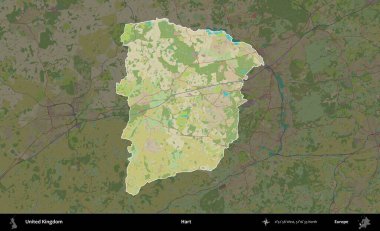 - Hart. Birleşik Krallık 'ın idari alanı karanlık bir OpenStreetMap İnsani Haritası biçiminde vurgulanmış ve özetlenmiştir