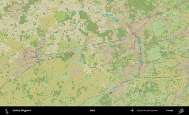 - Hart. Birleşik Krallık 'ın idari alanı bir OpenStreetMap İnsani Biçim haritası üzerinde