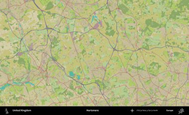 Hertsmere. Birleşik Krallık 'ın idari alanı bir OpenStreetMap İnsani Biçim haritası üzerinde