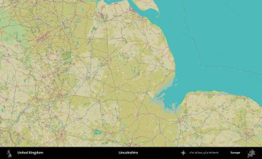 Hughnshire 'da. Birleşik Krallık 'ın idari alanı bir OpenStreetMap İnsani Biçim haritası üzerinde