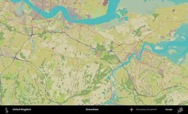 Gravesham. Birleşik Krallık 'ın idari alanı bir OpenStreetMap İnsani Biçim haritası üzerinde