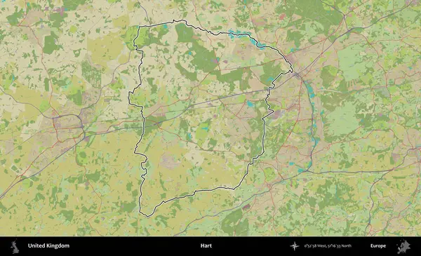 - Hart. Birleşik Krallık 'ın bir OpenStreetMap İnsani Biçim haritasında özetlenmiş idari alanı