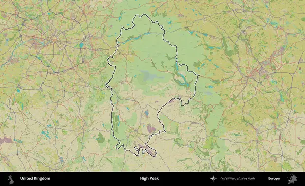 Yüksek Tepe. Birleşik Krallık 'ın bir OpenStreetMap İnsani Biçim haritasında özetlenmiş idari alanı