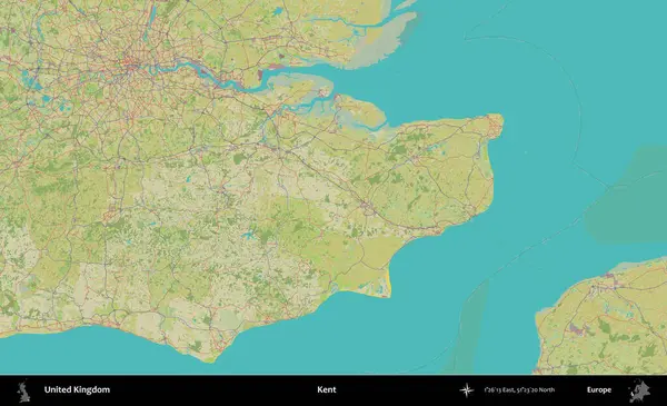 Kent. Birleşik Krallık 'ın idari alanı bir OpenStreetMap İnsani Biçim haritası üzerinde