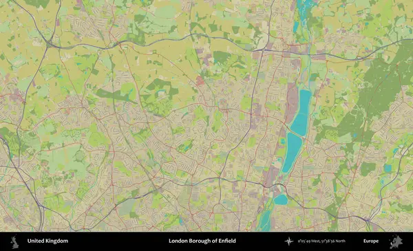 Londra Enfield İlçesi. Birleşik Krallık 'ın idari alanı bir OpenStreetMap İnsani Biçim haritası üzerinde