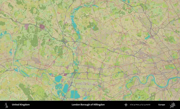 Londra Hillingdon İlçesi. Birleşik Krallık 'ın idari alanı bir OpenStreetMap İnsani Biçim haritası üzerinde
