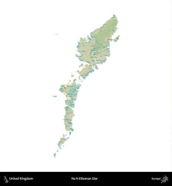 Hayır, Eileanan Siar. Birleşik Krallık 'ın idari alanı bir OpenStreetMap İnsani Harita stili haritasında beyaza izole edildi