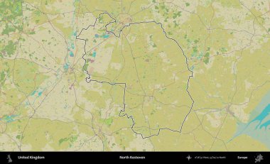 Kuzey Kesteven. Birleşik Krallık 'ın bir OpenStreetMap İnsani Biçim haritasında özetlenmiş idari alanı