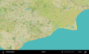 Ender. Birleşik Krallık 'ın idari alanı bir OpenStreetMap İnsani Biçim haritası üzerinde