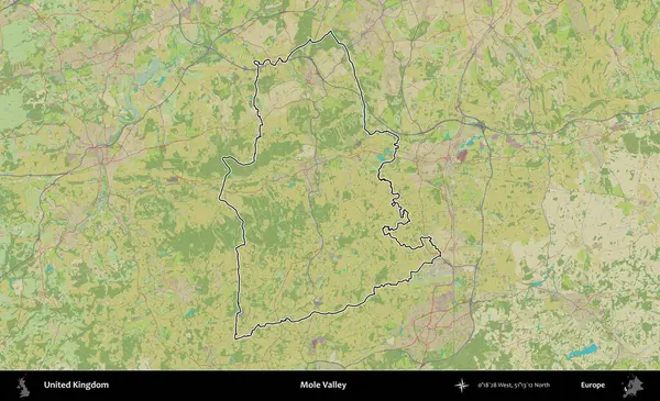 Köstebek Vadisi. Birleşik Krallık 'ın bir OpenStreetMap İnsani Biçim haritasında özetlenmiş idari alanı