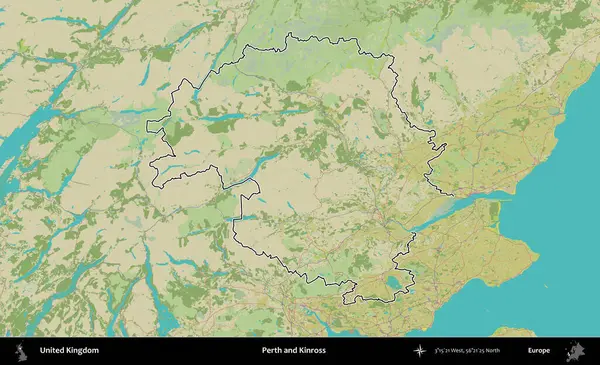 Perth ve Kinross. Birleşik Krallık 'ın bir OpenStreetMap İnsani Biçim haritasında özetlenmiş idari alanı