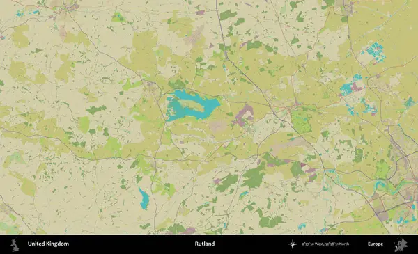 Rutland. Birleşik Krallık 'ın idari alanı bir OpenStreetMap İnsani Biçim haritası üzerinde