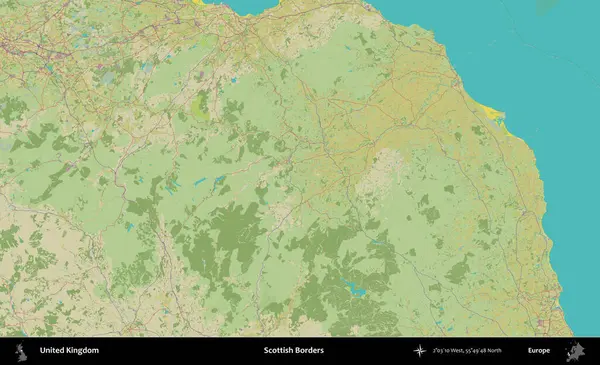 İskoç Sınırı. Birleşik Krallık 'ın idari alanı bir OpenStreetMap İnsani Biçim haritası üzerinde