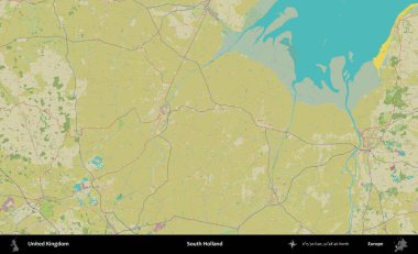 Güney Hollanda. Birleşik Krallık 'ın idari alanı bir OpenStreetMap İnsani Biçim haritası üzerinde