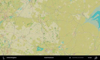 Güney Kesteven. Birleşik Krallık 'ın idari alanı bir OpenStreetMap İnsani Biçim haritası üzerinde
