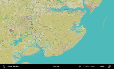 Dallanıp budaklanıyor. Birleşik Krallık 'ın bir OpenStreetMap İnsani Biçim haritasında özetlenmiş idari alanı