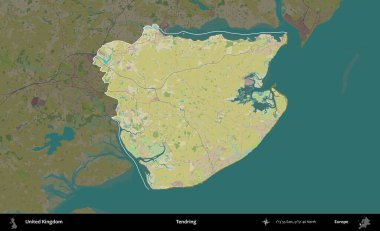 Dallanıp budaklanıyor. Birleşik Krallık 'ın idari alanı karanlık bir OpenStreetMap İnsani Haritası biçiminde vurgulanmış ve özetlenmiştir