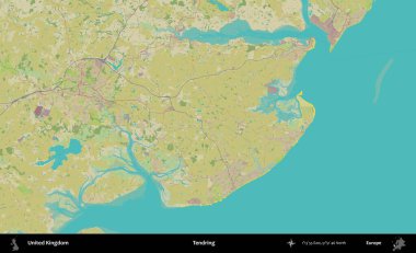 Dallanıp budaklanıyor. Birleşik Krallık 'ın idari alanı bir OpenStreetMap İnsani Biçim haritası üzerinde