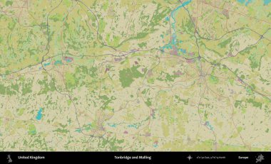 Tonbridge ve Malling. Birleşik Krallık 'ın idari alanı bir OpenStreetMap İnsani Biçim haritası üzerinde