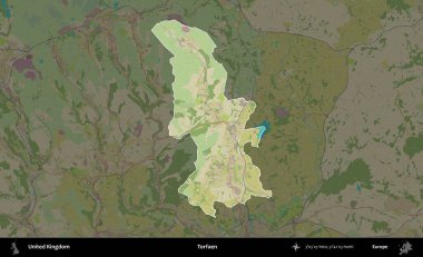 Torfaen. Birleşik Krallık 'ın idari alanı karanlık bir OpenStreetMap İnsani Haritası biçiminde vurgulanmış ve özetlenmiştir