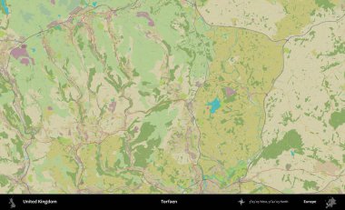 Torfaen. Birleşik Krallık 'ın idari alanı bir OpenStreetMap İnsani Biçim haritası üzerinde