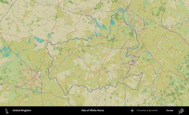 Beyaz At Vadisi. Birleşik Krallık 'ın bir OpenStreetMap İnsani Biçim haritasında özetlenmiş idari alanı