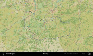 Waverley. Birleşik Krallık 'ın bir OpenStreetMap İnsani Biçim haritasında özetlenmiş idari alanı