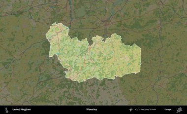 Waverley. Birleşik Krallık 'ın idari alanı karanlık bir OpenStreetMap İnsani Haritası biçiminde vurgulanmış ve özetlenmiştir
