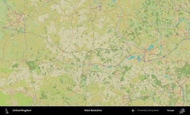 Batı Berkshire. Birleşik Krallık 'ın idari alanı bir OpenStreetMap İnsani Biçim haritası üzerinde
