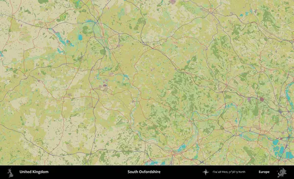 Güney Oxfordshire. Birleşik Krallık 'ın idari alanı bir OpenStreetMap İnsani Biçim haritası üzerinde
