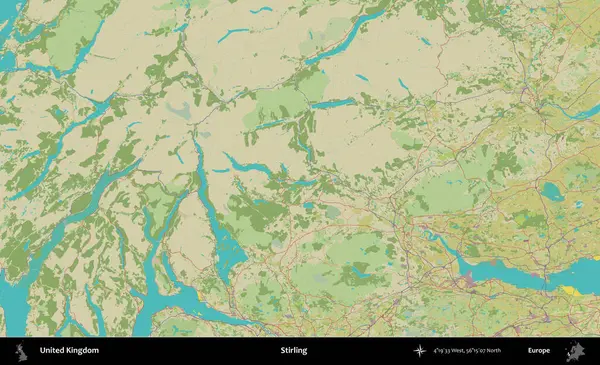 Stirling. Birleşik Krallık 'ın idari alanı bir OpenStreetMap İnsani Biçim haritası üzerinde