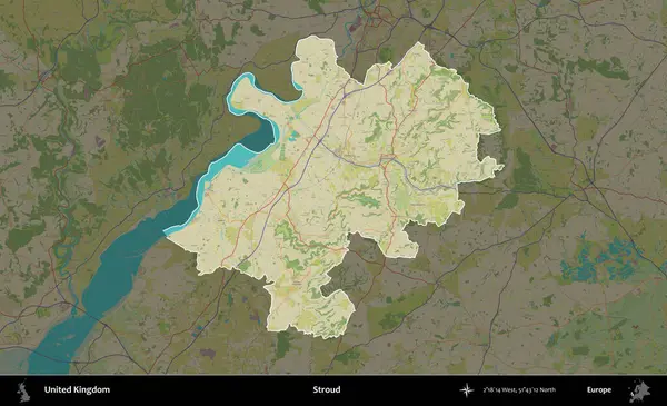 Güçlü. Birleşik Krallık 'ın idari alanı karanlık bir OpenStreetMap İnsani Haritası biçiminde vurgulanmış ve özetlenmiştir