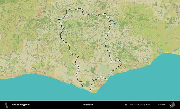 Varlıklı. Birleşik Krallık 'ın bir OpenStreetMap İnsani Biçim haritasında özetlenmiş idari alanı