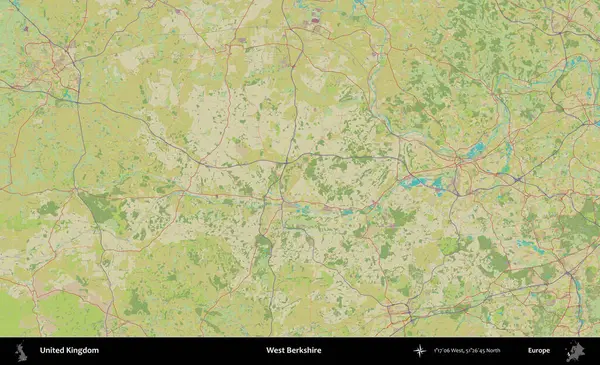 Batı Berkshire. Birleşik Krallık 'ın idari alanı bir OpenStreetMap İnsani Biçim haritası üzerinde