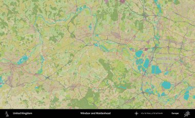 Windsor ve Maidenhead. Birleşik Krallık 'ın idari alanı bir OpenStreetMap İnsani Biçim haritası üzerinde