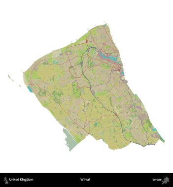 Kablosuz. Birleşik Krallık 'ın idari alanı bir OpenStreetMap İnsani Harita stili haritasında beyaza izole edildi