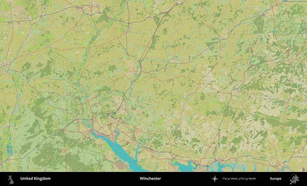 Winchester 'da. Birleşik Krallık 'ın idari alanı bir OpenStreetMap İnsani Biçim haritası üzerinde