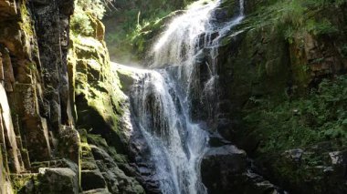 Kamienczyk Şelalesi. Yavaş Çekim. Karkonosze Ulusal Parkı