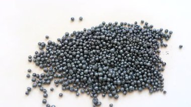 Beyaz arkaplanda iyot kristalleri (granüller)