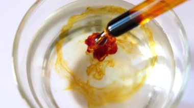 Suya iyot damlatıyor. Lugol 'un çözümü.