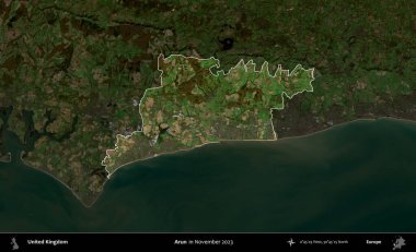 Arun. Birleşik Krallık 'ın idari alanı, Kasım 2023' te çekilen Kopernik Nöbetçi karolarından oluşan koyu renkli bir uydu görüntüsü üzerinde vurgulandı ve özetlendi.