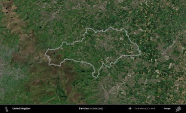 Barnsley. Haziran 2023 'te çekilen Kopernik Nöbetçi karolarından oluşan bir uydu görüntüsü üzerinde Birleşik Krallık' ın idari alanının ana hatlarını belirledik.