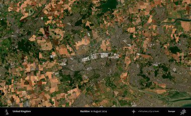Basildon. Ağustos 2024 'te çekilen Kopernik Nöbetçi karolarından oluşan bir uydu görüntüsü üzerinde Birleşik Krallık' ın idari alanı