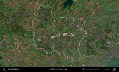 Basildon. Ekim 2024 'te çekilen Kopernik Nöbetçi karolarından oluşan bir uydu görüntüsü üzerinde Birleşik Krallık' ın idari bölgesinin ana hatlarını belirledik.