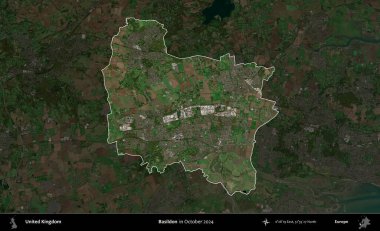 Basildon. Birleşik Krallık 'ın idari alanı, Ekim 2024' te çekilen Kopernik Nöbetçi karolarından oluşan koyu renkli bir uydu görüntüsü üzerinde vurgulandı ve özetlendi.
