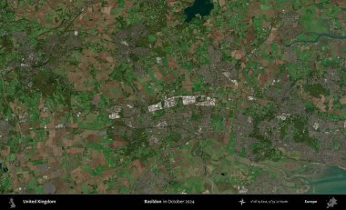Basildon. Ekim 2024 'te Copernicus Sentinel karolarından oluşan bir uydu görüntüsü üzerinde Birleşik Krallık' ın idari alanı